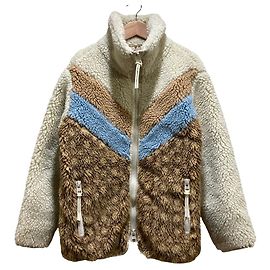 Coach Shearling Signature Jacket Blue Eggshell Camel