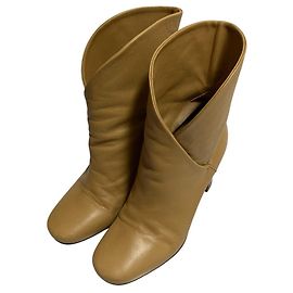 Céline Botas curtas de couro Celine Bege