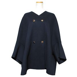 Max Mara Emilie Wool Short Cape Coat Blue Navy blue