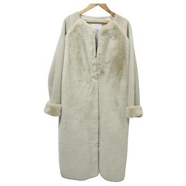 Autre Marque MARIED'OR Faux Fur Collarless Coat Beige Other