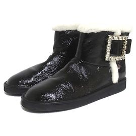 Botas curtas de shearling com fivela de strass Roger Vivier Preto