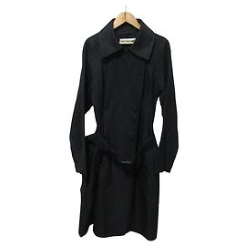 ISSEY MIYAKE Pleats Trench Coat Double-Breasted Coat Black Other