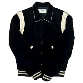 Céline Giacca in raso e velluto a coste Celine Nero Bianco