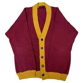 Cárdigan de lana Yves Saint Laurent Burdeos Amarillo