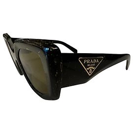 Prada Symbole Oversized Marbled Acetate Sunglasses Black Other