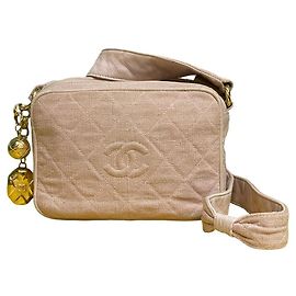 Chanel Borsa a Tracolla Camera in Lino Rosa Cipria Rosa