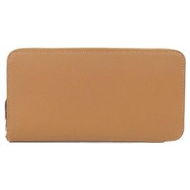 Hermès Hermes ANCRES Silk Bi-Fold Wallet Brown Golden
