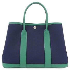 Hermès Sac à main Hermes Garden Party 30cm Bleu Vert clair