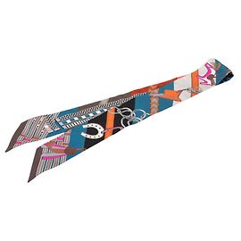 Hermès Lenço Twilly de seda multicolorido Hermes Multicor