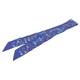 Hermès Lenço Twilly Cordages Hermes Azul