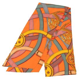 Hermès Pañuelo Hermes Maxi Twilly Cavalcadour Multicolor Naranja