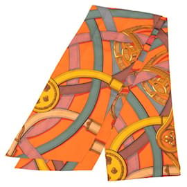 Hermès Sciarpa Hermes Maxi Twilly Cavalcadour Multicolore Arancione
