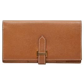 Cartera larga Hermès Bearn Soufflé Castaño