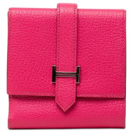 Hermès Hermes Bearn Recto Verso Tri-fold Wallet Pink