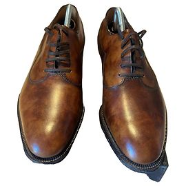 John Lobb Scarpe Stringate in Pelle Marrone Marrone