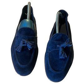 Autre Marque Edward Green Mocassini in camoscio blu con nappine Blu