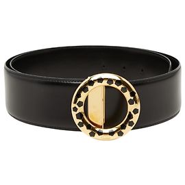 Cinto Cartier Panthère com fivela redonda Preto Dourado