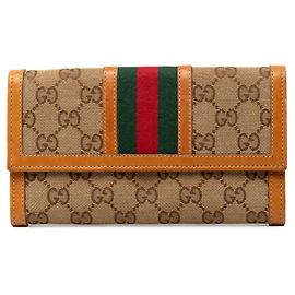 Cartera larga Gucci GG Canvas Sherry Line Castaño