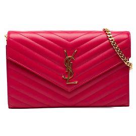 Carteira crossbody com corrente Cassandra Classic de Saint Laurent Rosa