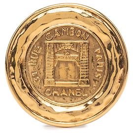 Chanel Vintage runde Brosche vergoldet Golden