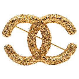 Broche Vintage Chanel Coco Mark Motif Lava Doré
