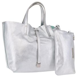 Autre Marque Bolsa de mão TIFFANY&Co. de couro prata Auth 193028A Prata