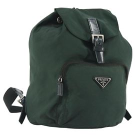 PRADA Rucksack Nylon Grün Silber Auth mr2668 Silber Grün