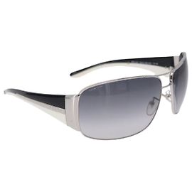 PRADA Sunglasses plastic White Brown Auth BA14346 Brown White