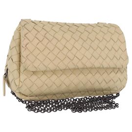 BOLSA DE OMBRO COM CORRENTE BOTTEGA VENETA INTRECCIATO em couro Bege Auth bs36068A Bege