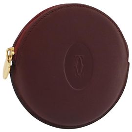 CARTIER Must Line Monedero de Cuero Bordeaux Oro Auth 186652A Dorado Burdeos