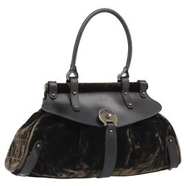 FENDI Handtasche Samt Braun Gold Auth bs36234 Braun Golden