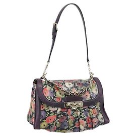 Sac à main BALLY en cuir violet et or Auth BA14389A Doré Violet
