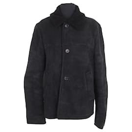 Giacca Prada in scamosciato e shearling nera Nero
