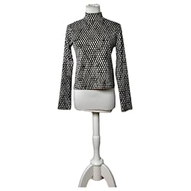 Vintage Balenciaga Diamond Pattern Top Navy Cream M Navy blue