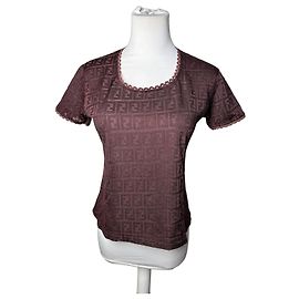 Camiseta de jersey Vintage Fendi FF Monogram Burdeos M Burdeos