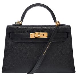 Hermès Borsa HERMES Kelly Mini in Pelle Nera - 103748 Nero