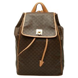 Céline Mochila Celine Macadam M161 em couro marrom Marrom