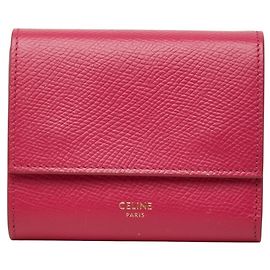 Céline Celine Small Trifold Wallet in Pink Leather Pink