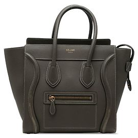 Céline Sac à main Celine Luggage Micro Shopper Marron Vert Kaki