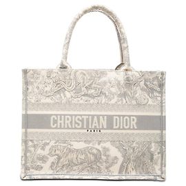 Borsa Book Tote Christian Dior Dior Toile de Jouy Marrone Crudo