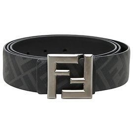 Ceinture réversible Fendi Zucca avec boucle carrée logo FF Marron Noir