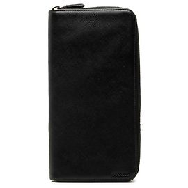 Prada Black Saffiano Leather Long Wallet Black