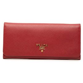 Prada Long Wallet 1M1132 in Red Saffiano Leather Red