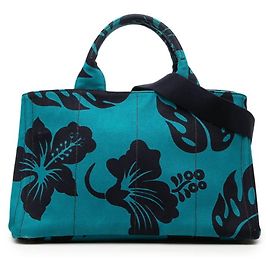 Prada Triangle Logo Plate Handbag Blue Navy blue