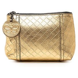 Bottega Veneta Gold Leather Handbag Pouch Golden