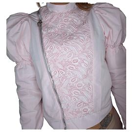 Giambattista Valli Pink Lace Panel Bomber Jacket Pink