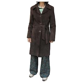 Autre Marque Brown Suede Long Coat Brown
