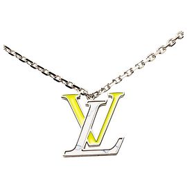 Colar com pingente de corrente LV Colors Louis Vuitton Prata Branco Amarelo