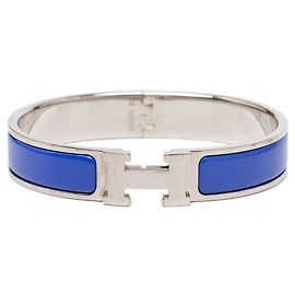 Hermès Pulseira de esmalte Hermes Click H GM Prata Azul