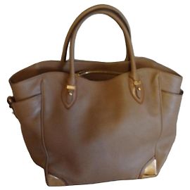 Salvatore Ferragamo Leather Tote Bag Brown Taupe
